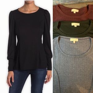 Lot /Set 3 Status by Chenault ribbed knit blouses